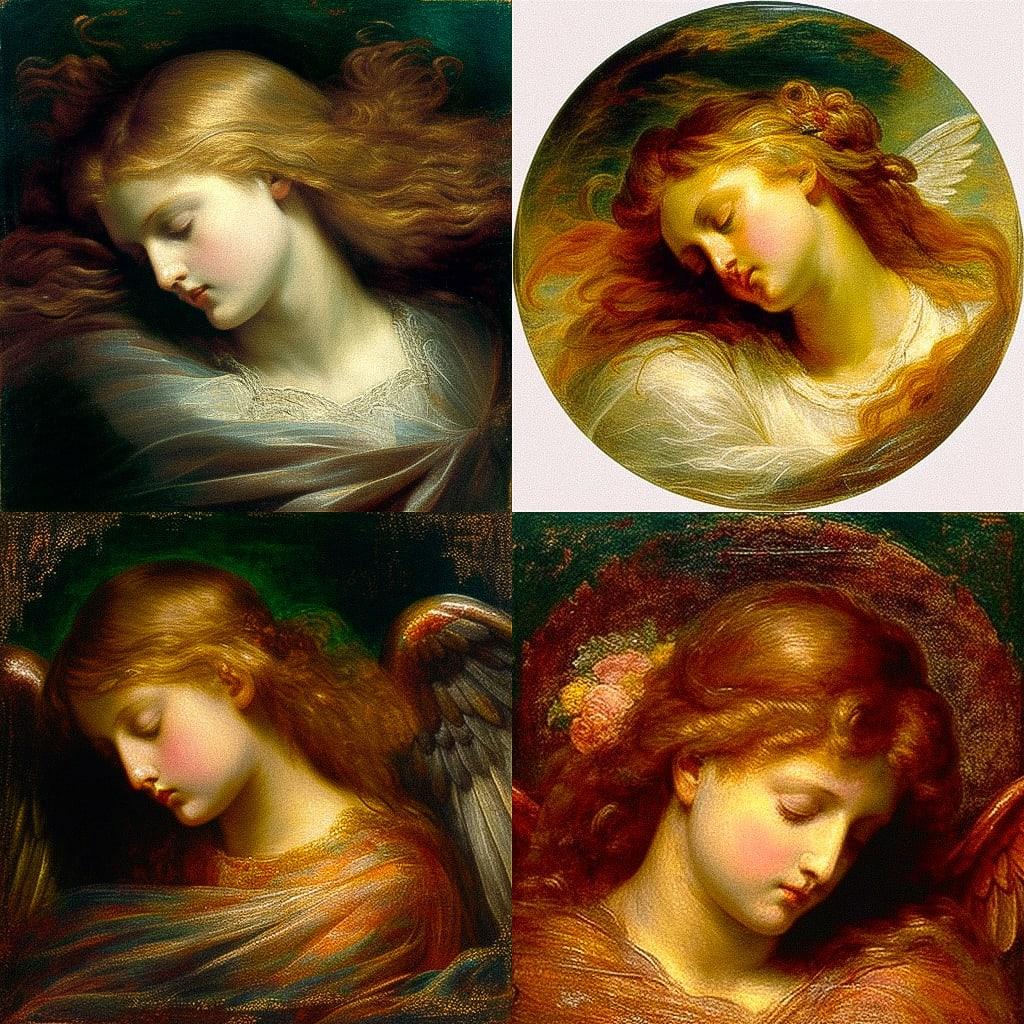 George Frederic Watts style, Midjourney V4, render 1 of 4
