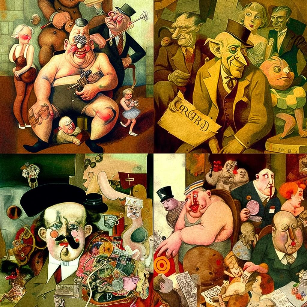 George Grosz style, Midjourney V4, render 1 of 4