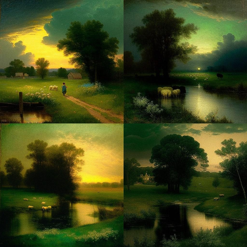 George Inness style, Midjourney V4, render 1 of 4