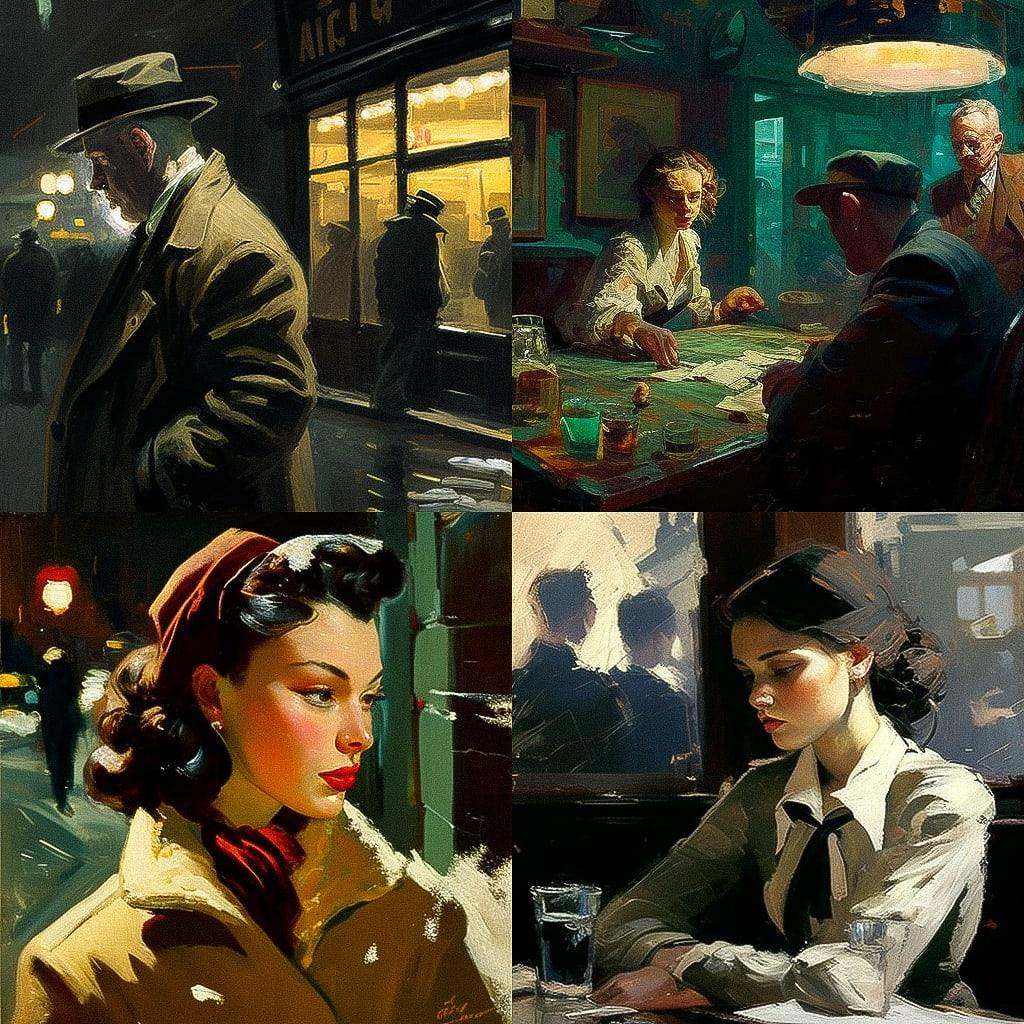 George Luks style, Midjourney V4, render 1 of 4