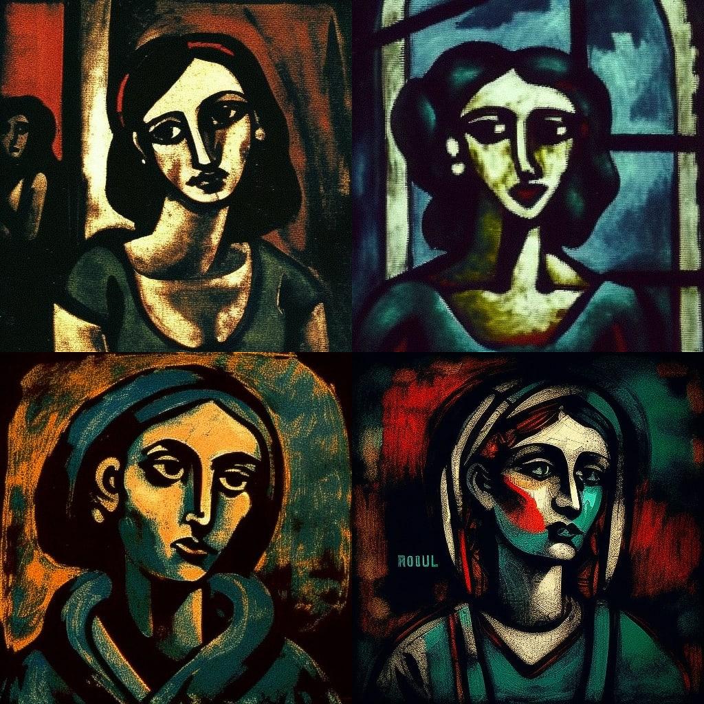 George Rouault style, Midjourney V4, render 1 of 4