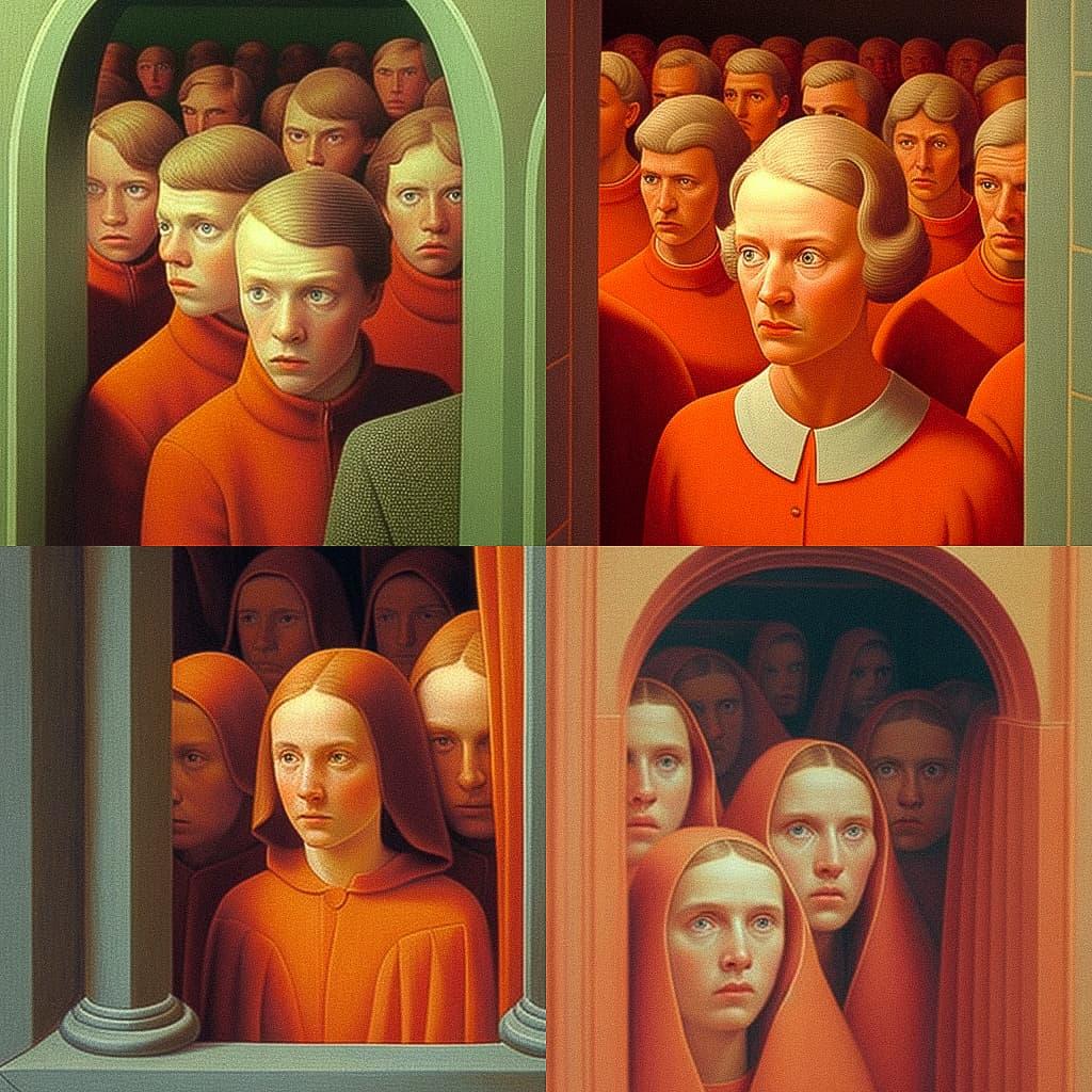 George Tooker style, Midjourney V4, render 1 of 4