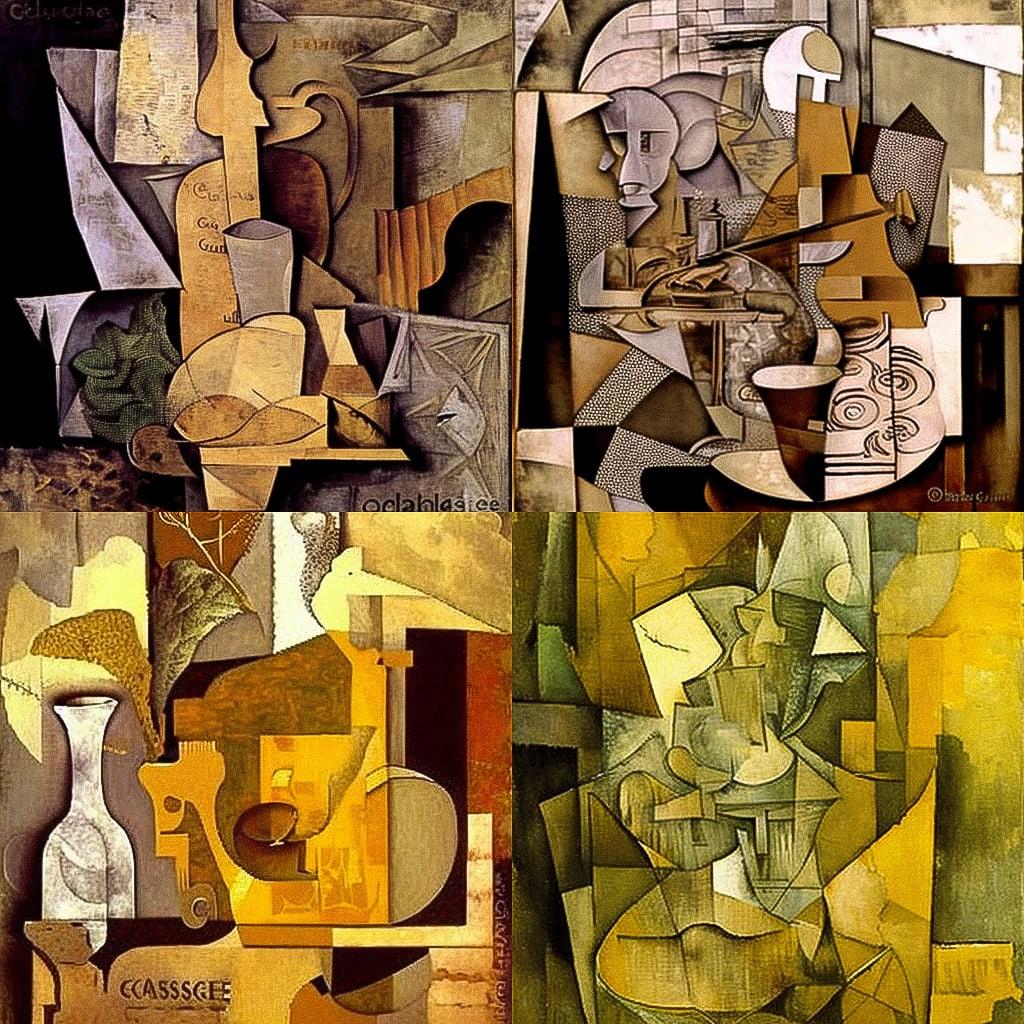 Georges Braque style, Midjourney V4, render 1 of 4