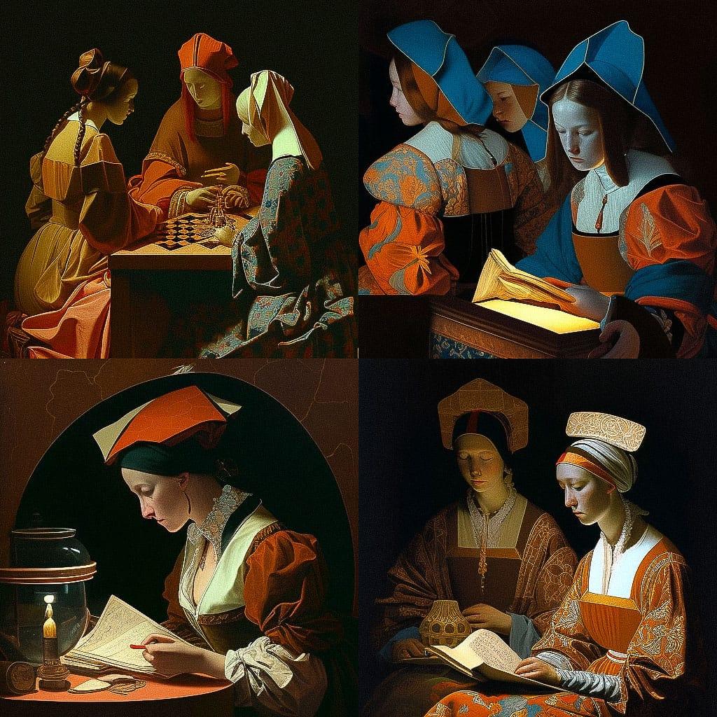 Georges de La Tour style, Midjourney V4, render 1 of 4