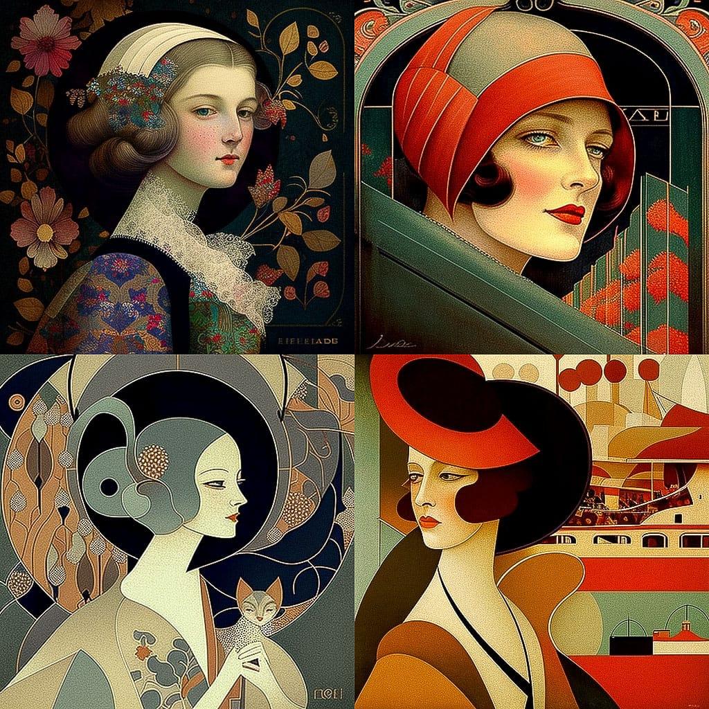 Georges Lepape style, Midjourney V4, render 1 of 4