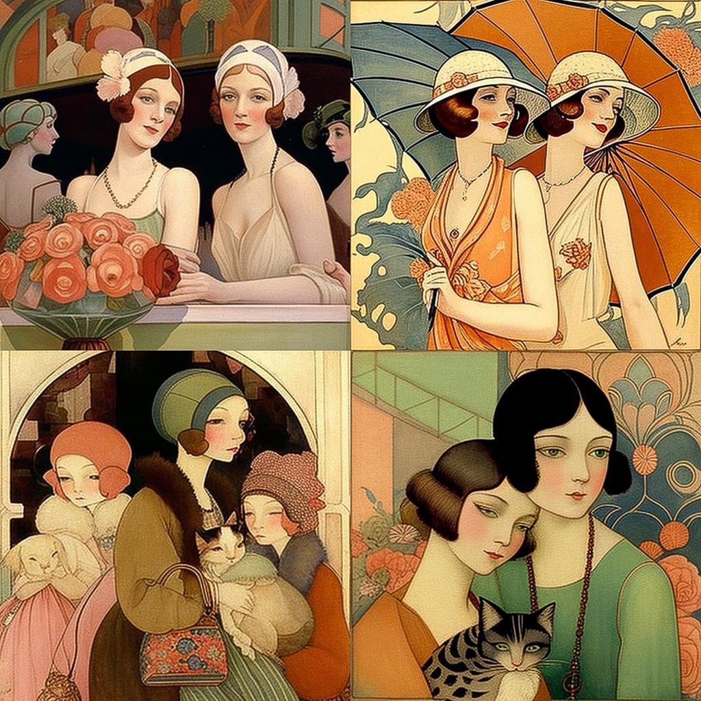 Gerda Wegener style, Midjourney V4, render 1 of 4