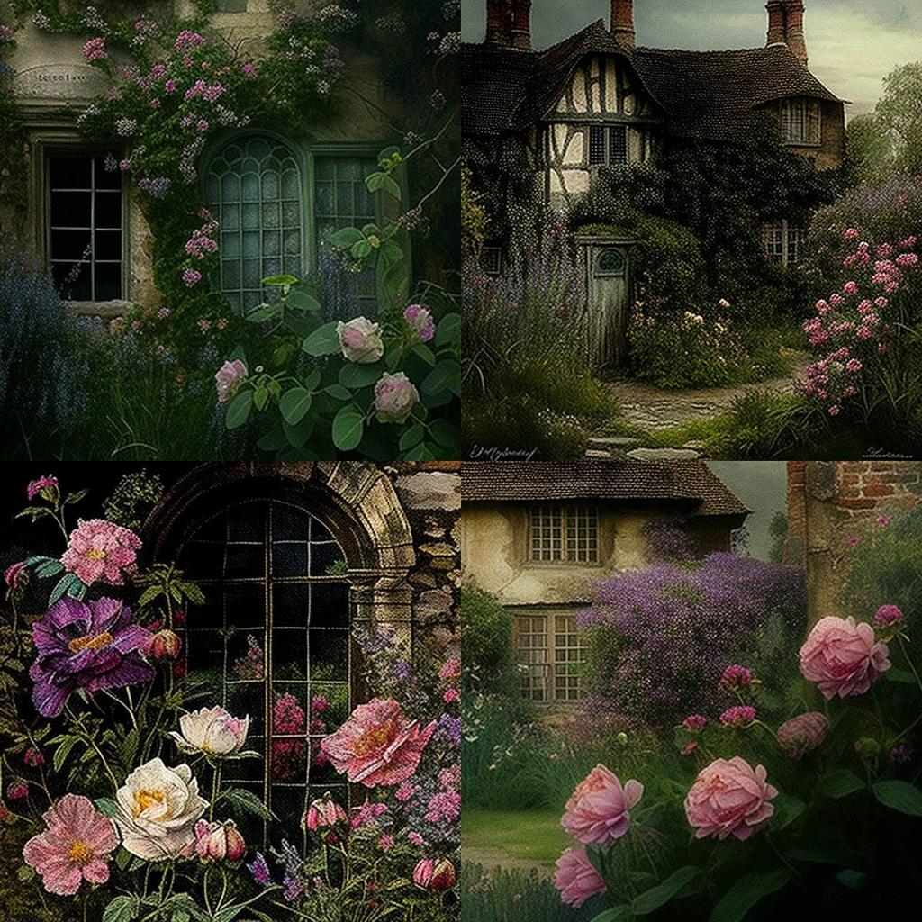 Gertrude Jekyll style, Midjourney V4, render 1 of 4