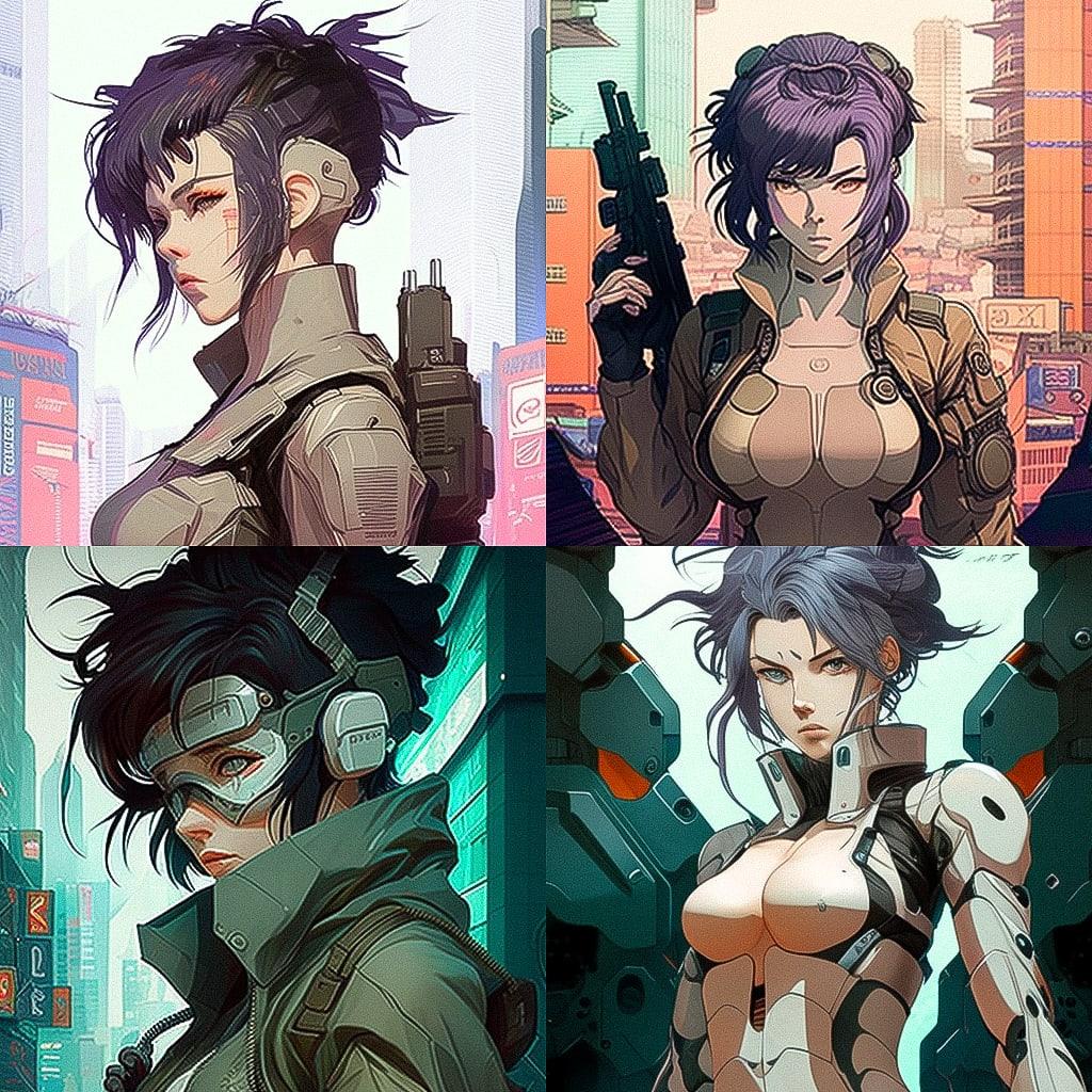 Ghost In The Shell style, Midjourney V4, render 1 of 4