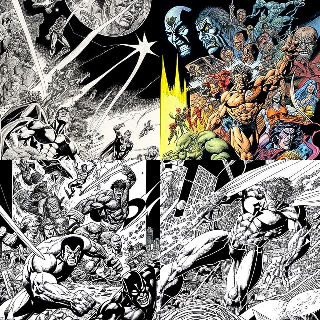 Gil Kane style, Midjourney V4, render 1 of 4