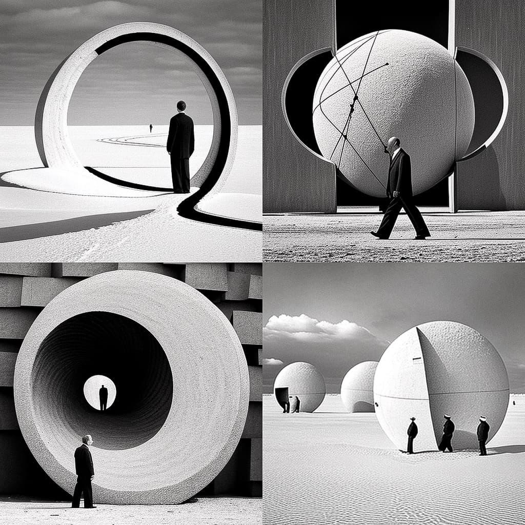Gilbert Garcin style, Midjourney V4, render 1 of 4