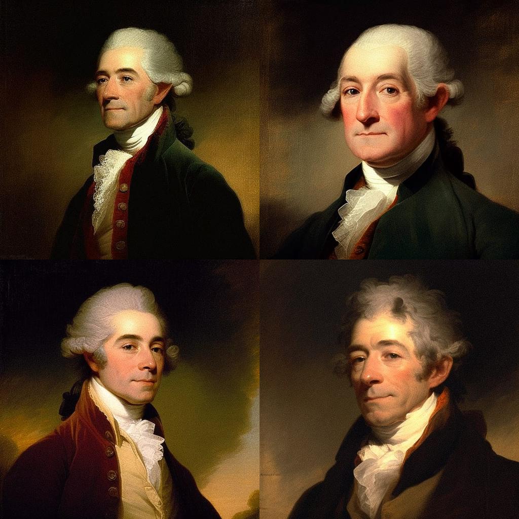 Gilbert Stuart style, Midjourney V4, render 1 of 4