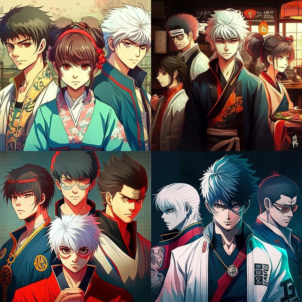 Gintama style, Midjourney V4, render 1 of 4