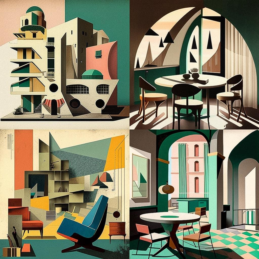 Gio Ponti style, Midjourney V4, render 1 of 4