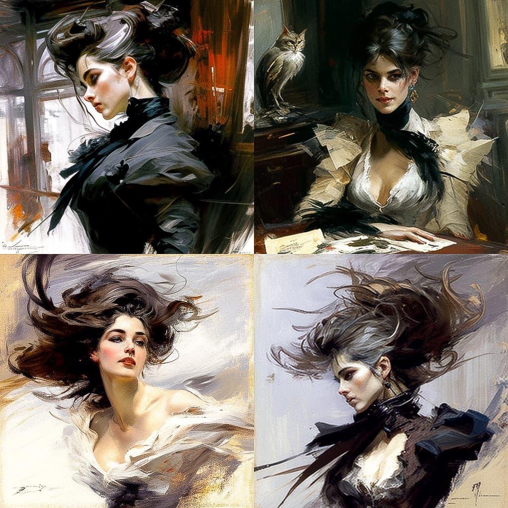 Giovanni Boldini style, Midjourney V4, render 1 of 4