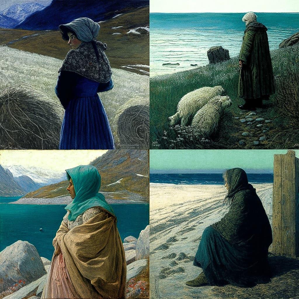 Giovanni Segantini style, Midjourney V4, render 1 of 4