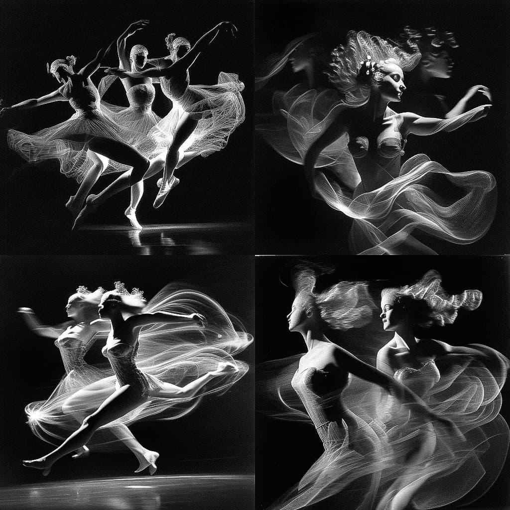 Gjon Mili style, Midjourney V4, render 1 of 4