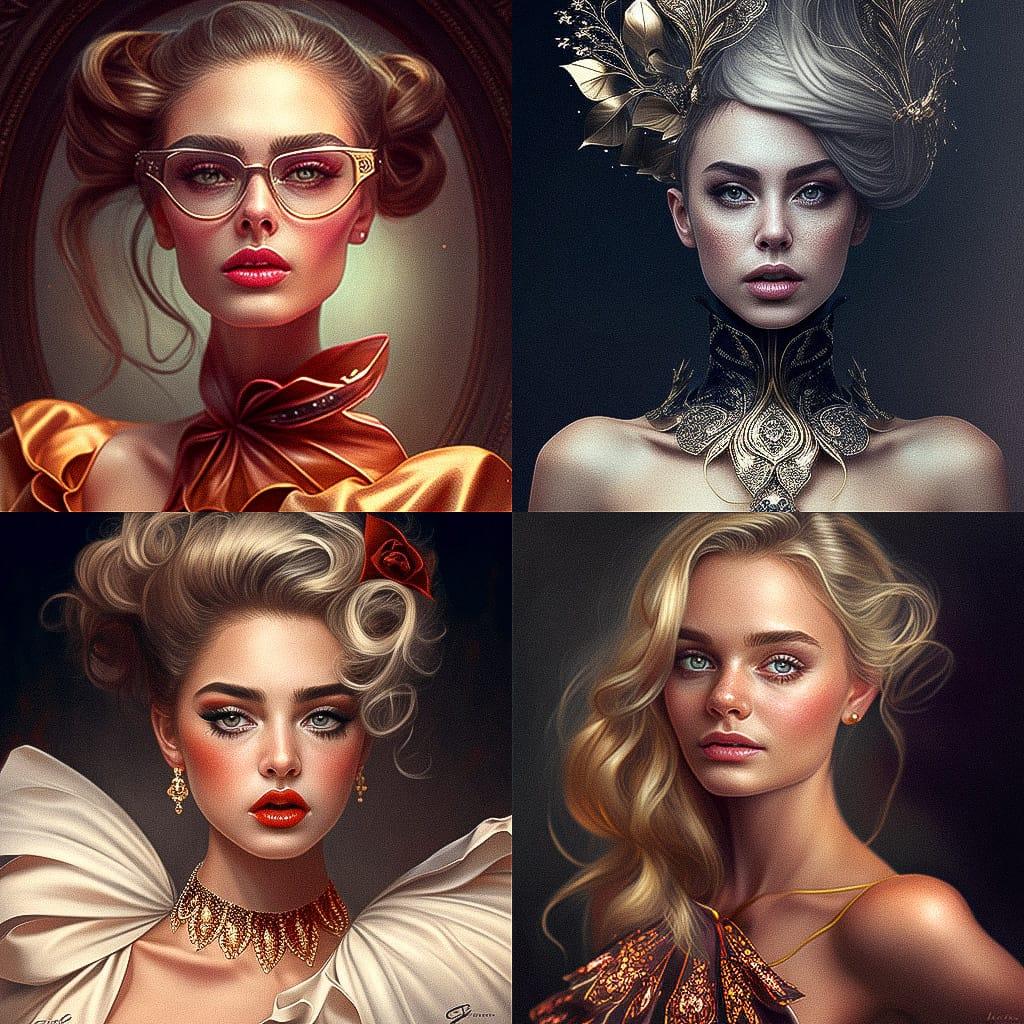 Glamour fashion style, Midjourney V4, render 1 of 4