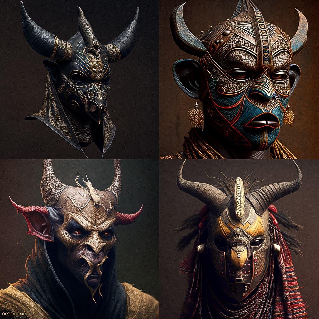 Gnaga mask style, Midjourney V4, render 1 of 4