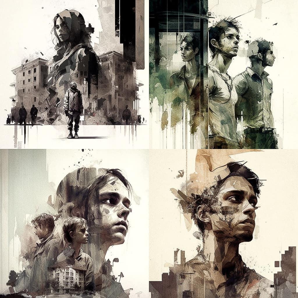 Gonzalo Borondo style, Midjourney V4, render 1 of 4