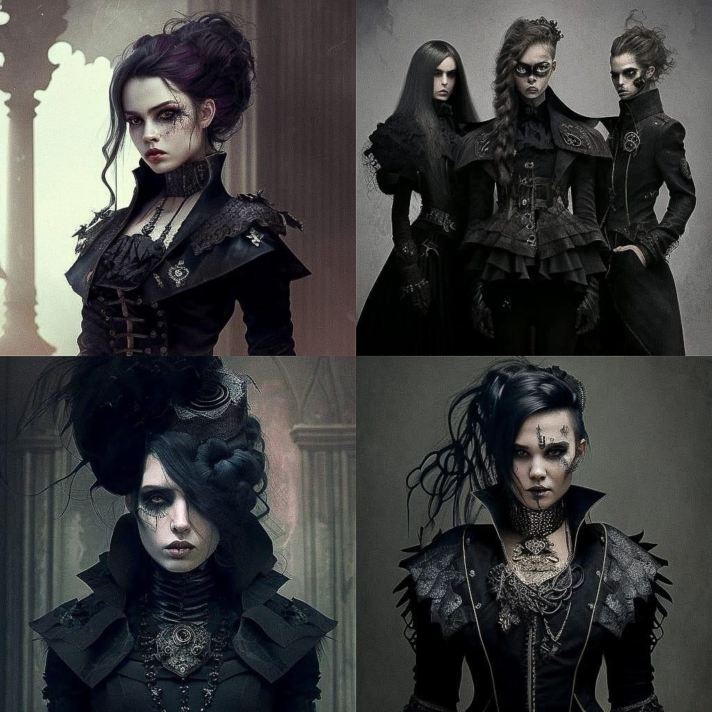 Goth fashion style, Midjourney V4, render 1 of 4