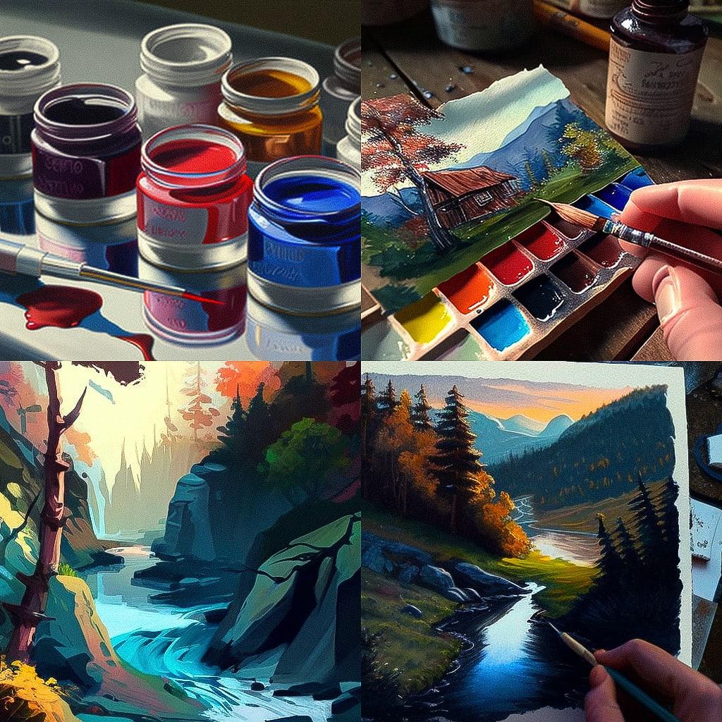Gouache paint style, Midjourney V4, render 1 of 4