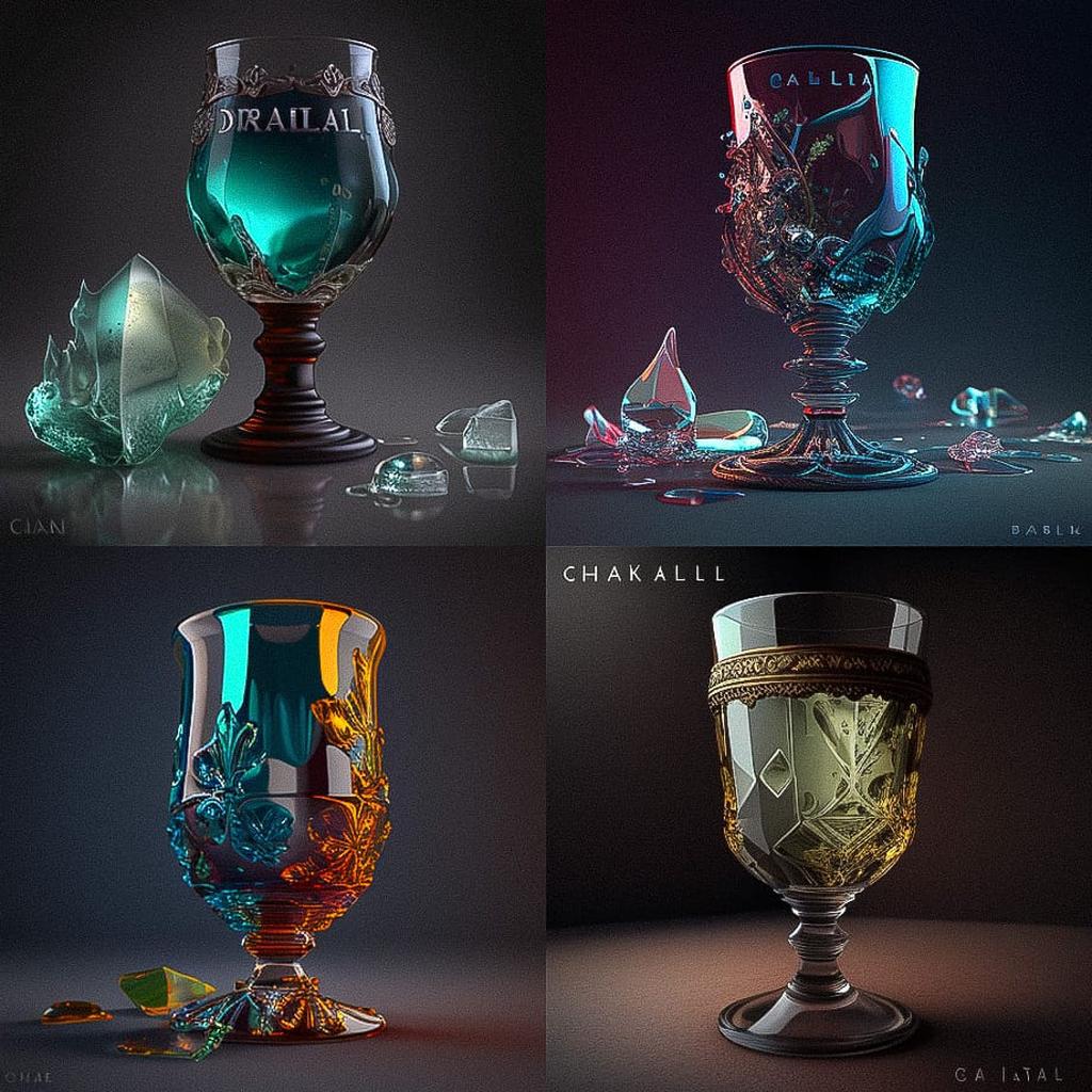 Graal glass style, Midjourney V4, render 1 of 4