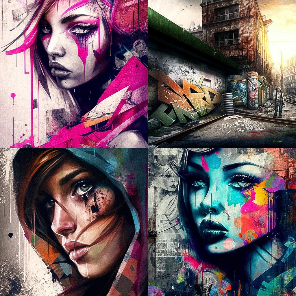 Graffiti style, Midjourney V4, render 1 of 4
