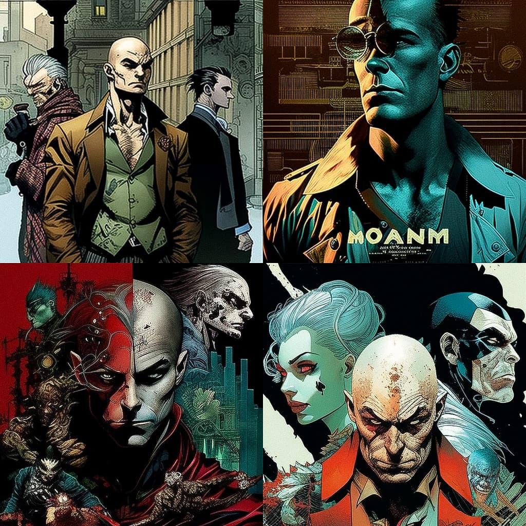 Grant Morrison style, Midjourney V4, render 1 of 4