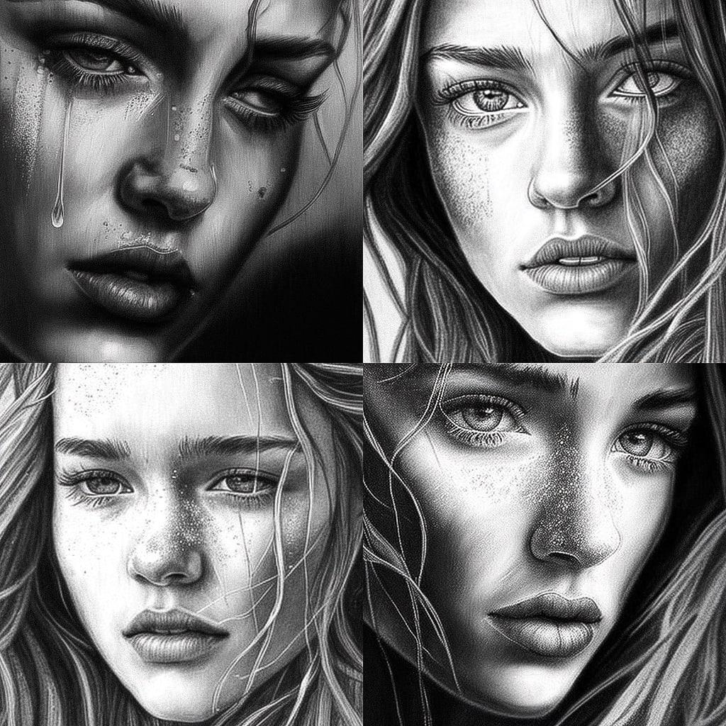 Graphite drawing style, Midjourney V4, render 1 of 4