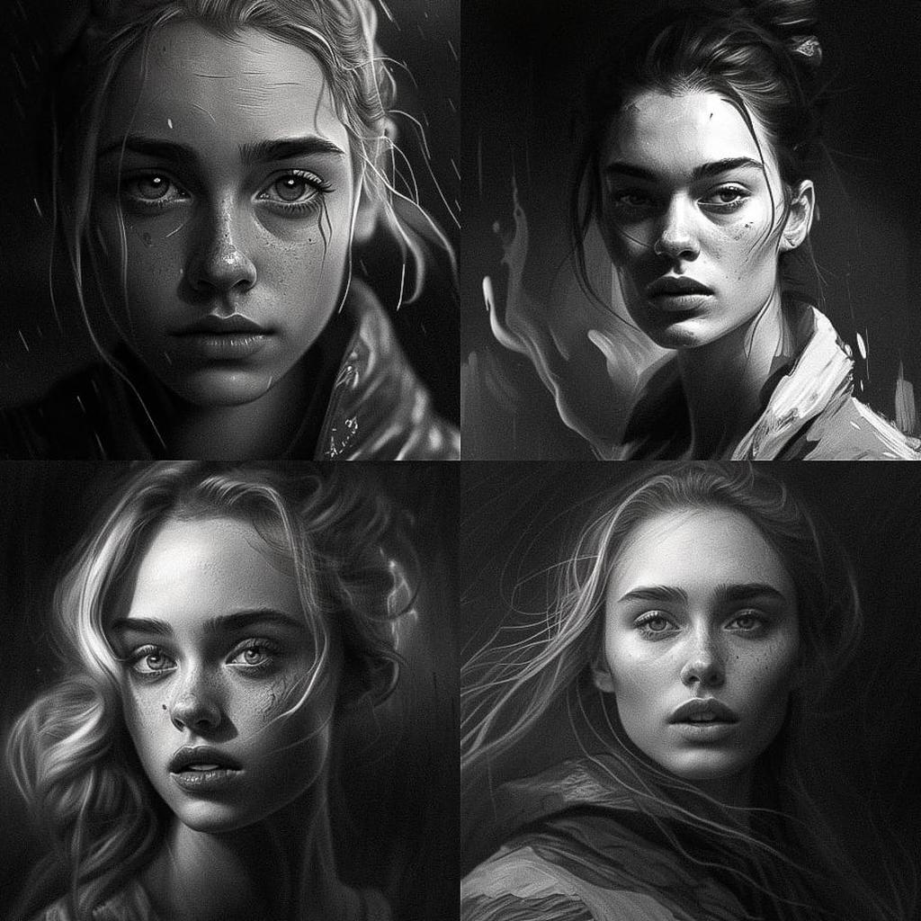 Grayscale style, Midjourney V4, render 1 of 4