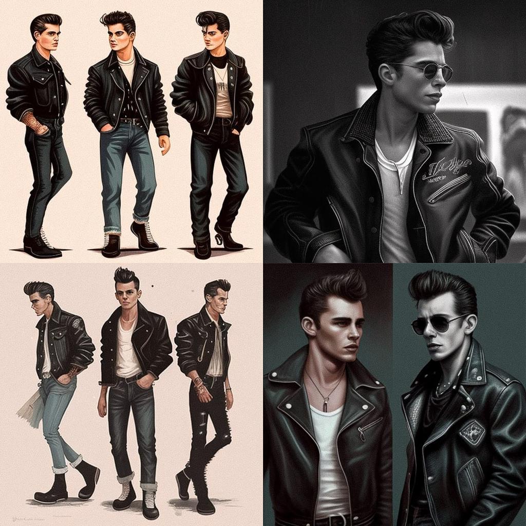 Greaser fashion style, Midjourney V4, render 1 of 4