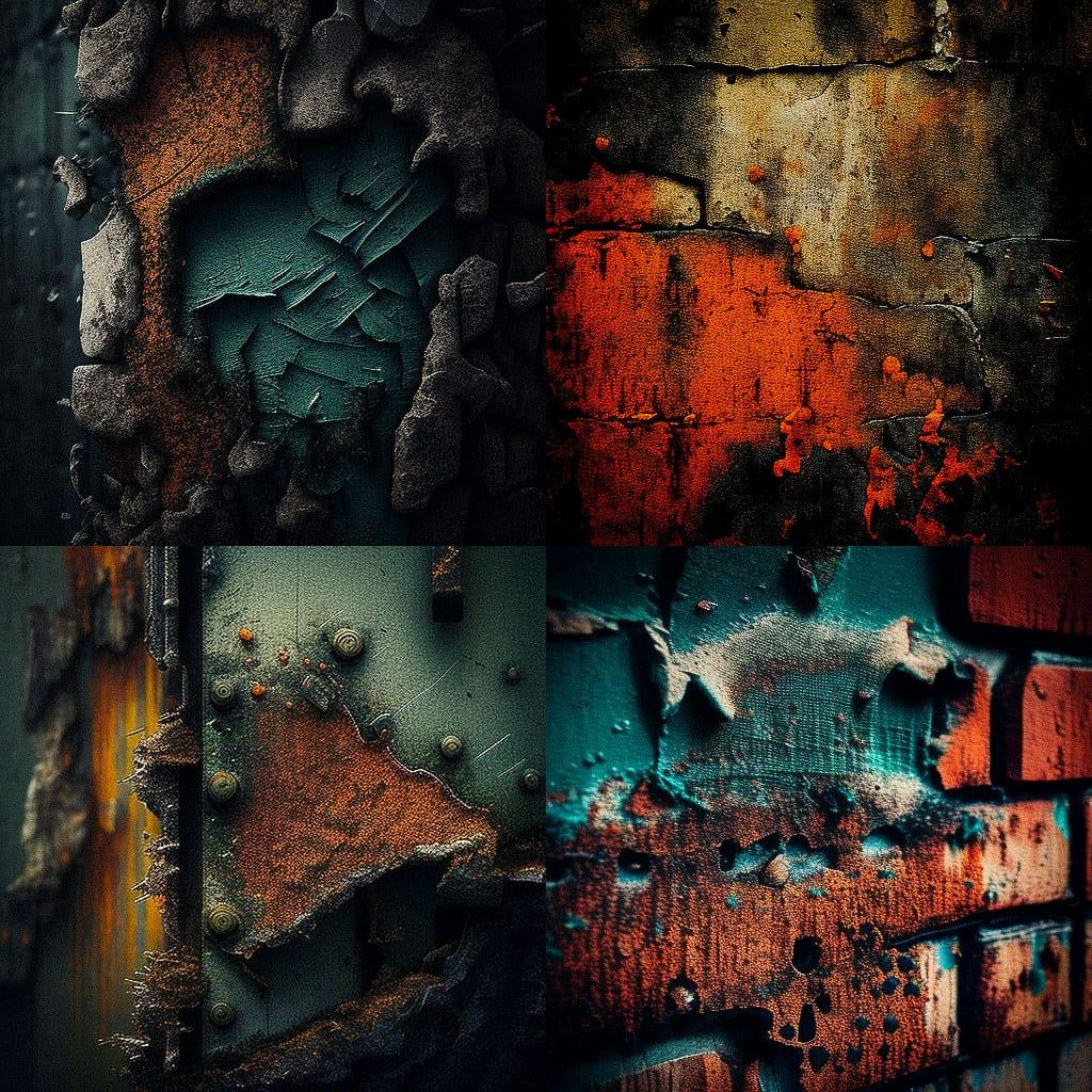 Gritty texture style, Midjourney V4, render 1 of 4