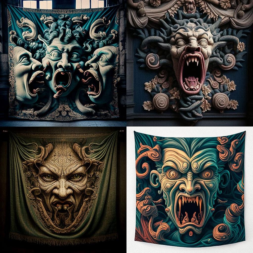 Grotesque tapestry style, Midjourney V4, render 1 of 4