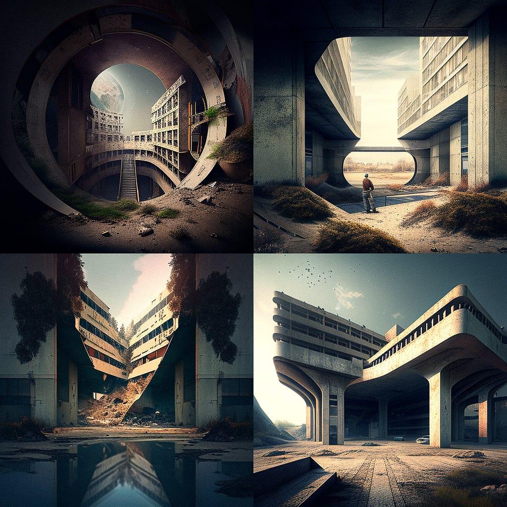 Ground-level view style, Midjourney V4, render 1 of 4