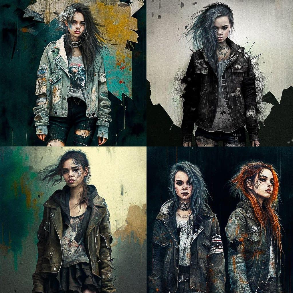 Grunge fashion style, Midjourney V4, render 1 of 4