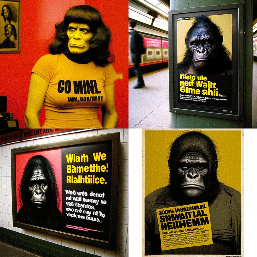 Guerrilla Girls style, Midjourney V4, render 1 of 4