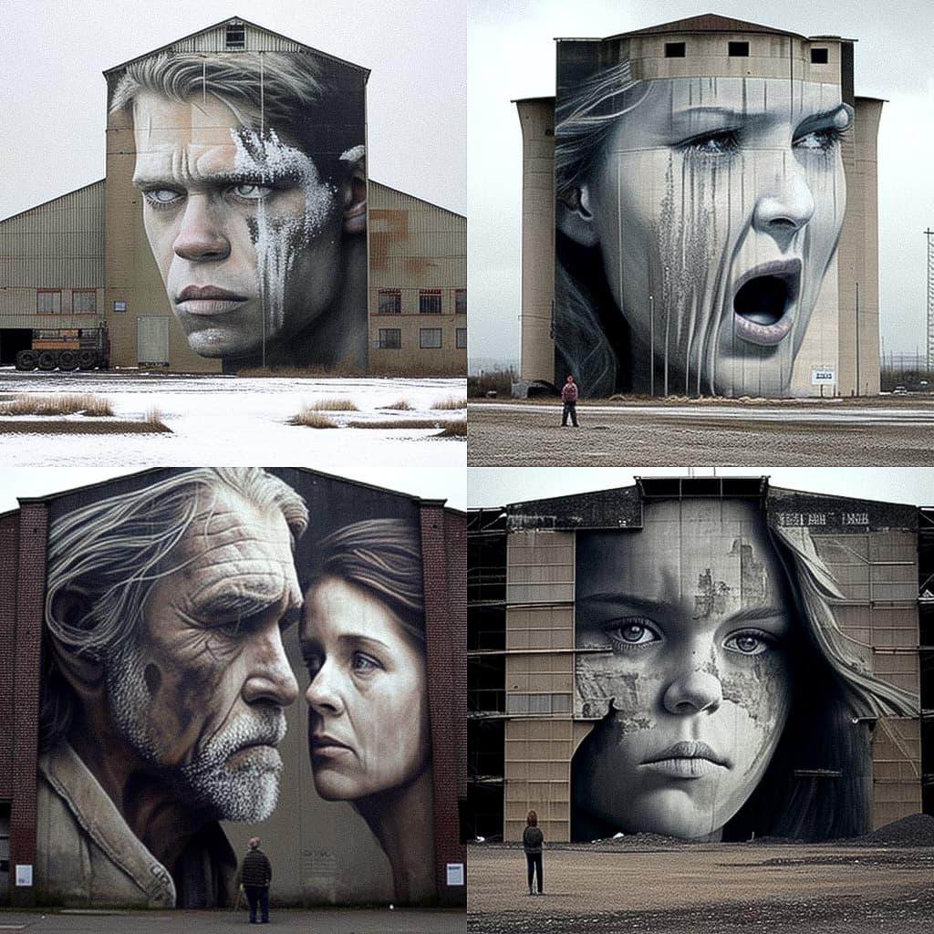 Guido van Helten style, Midjourney V4, render 1 of 4