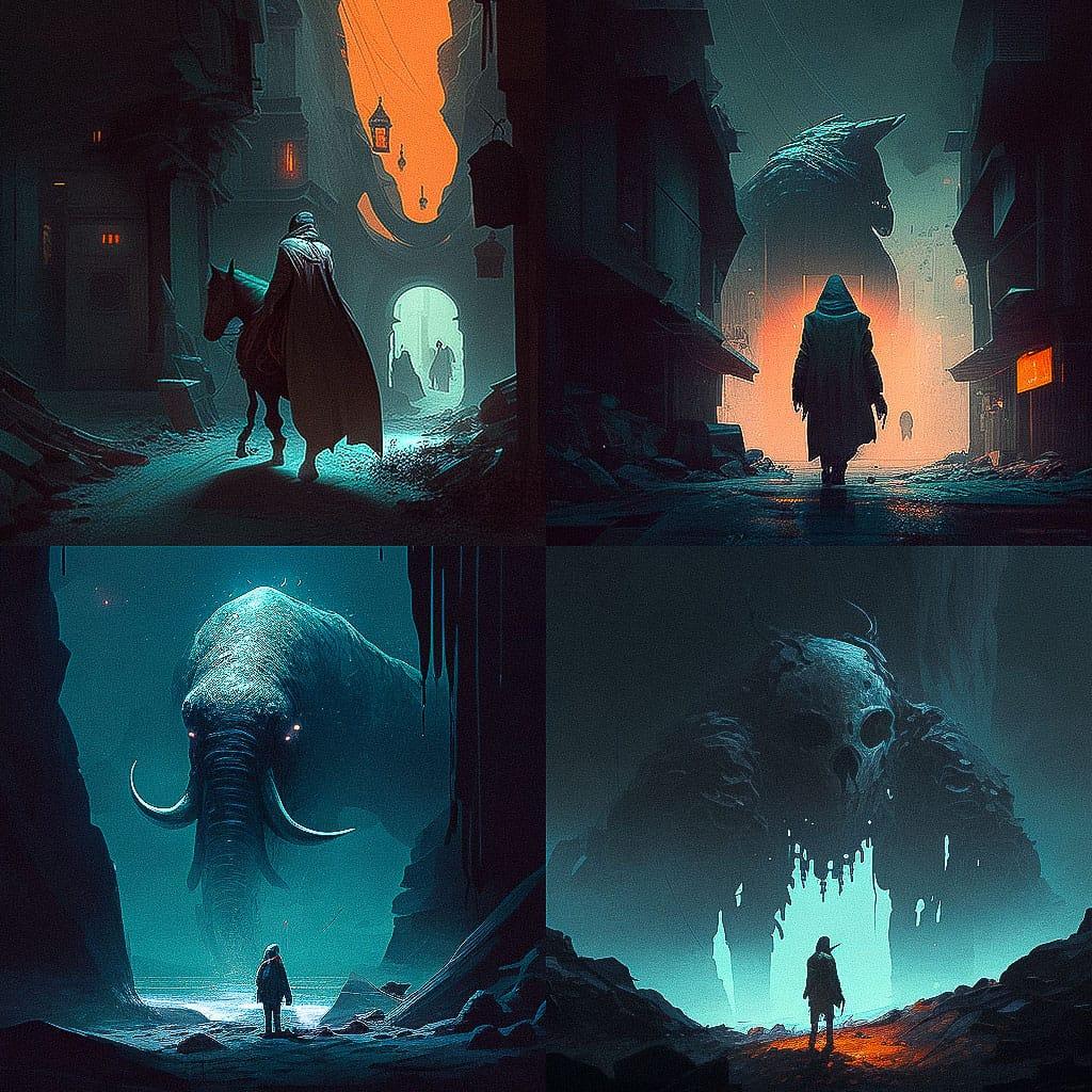 Guillem H. Pongiluppi style, Midjourney V4, render 1 of 4
