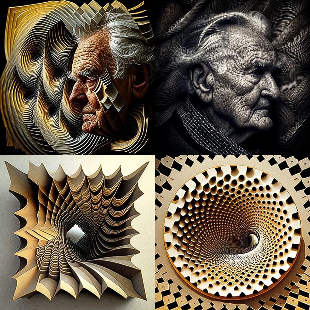 Gunther Uecker style, Midjourney V4, render 1 of 4