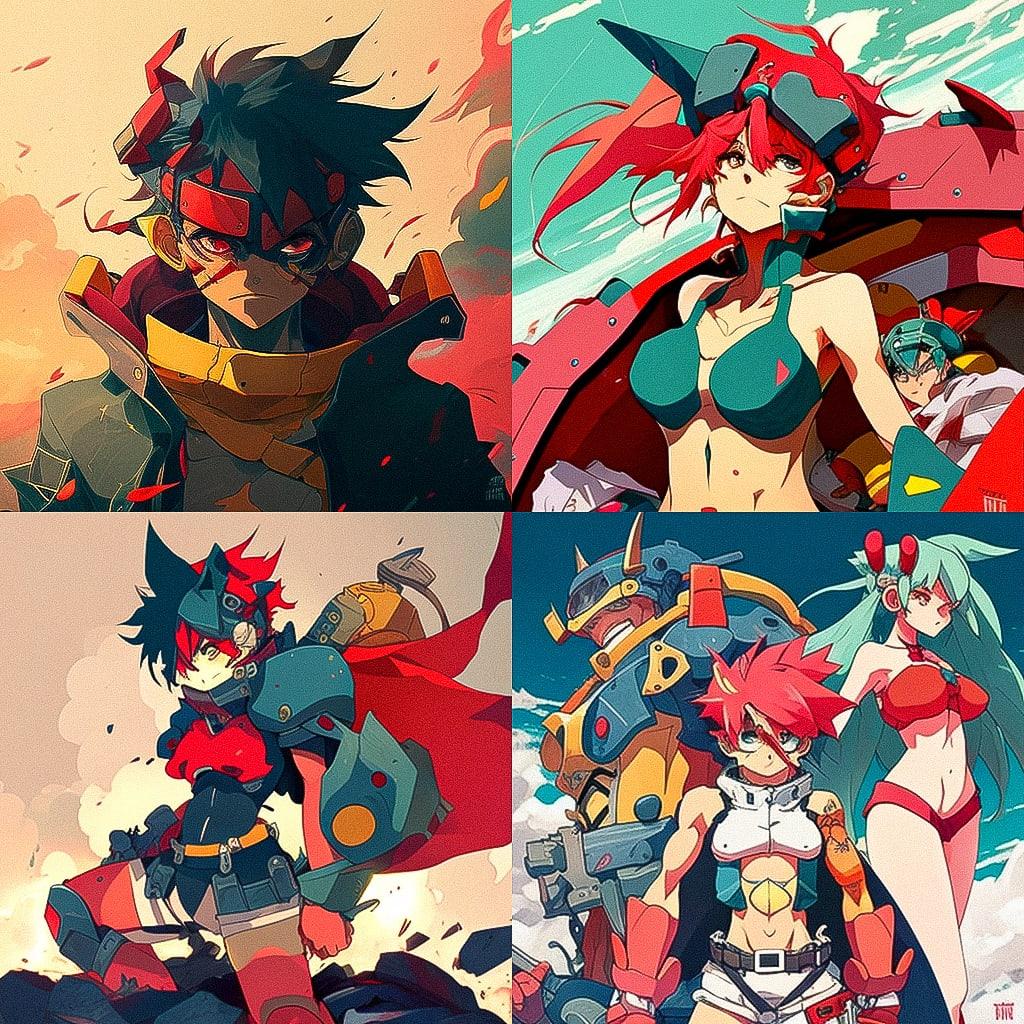 Gurren Lagann style, Midjourney V4, render 1 of 4