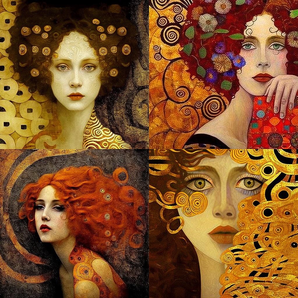 Gustav Klimt style, Midjourney V4, render 1 of 4