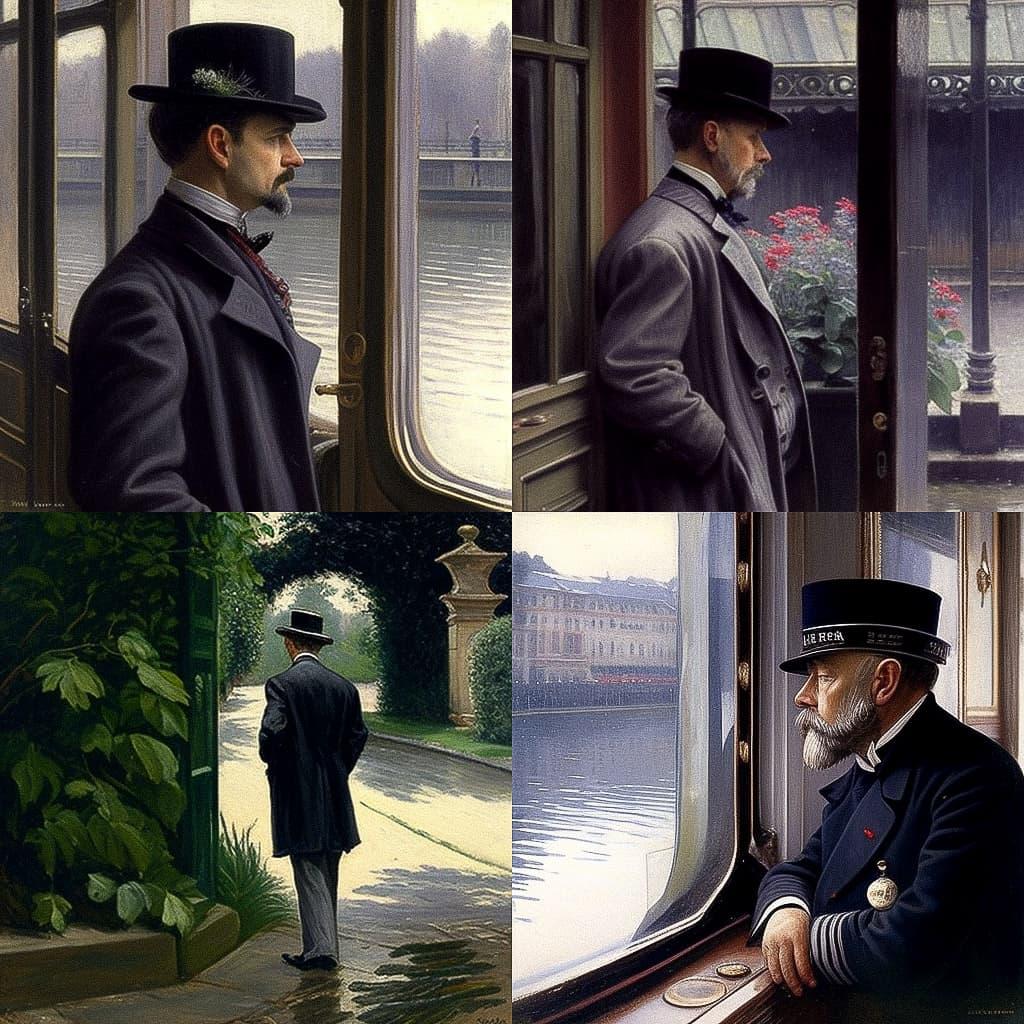 Gustave Caillebotte style, Midjourney V4, render 1 of 4