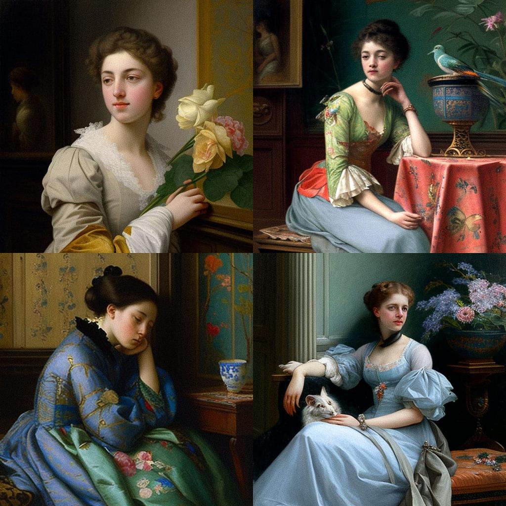 Gustave de Jonghe style, Midjourney V4, render 1 of 4