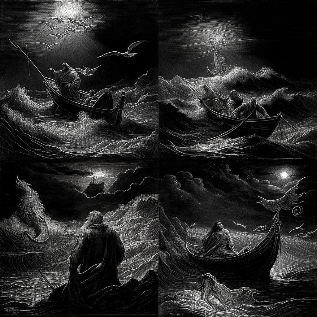 Gustave Dore style, Midjourney V4, render 1 of 4