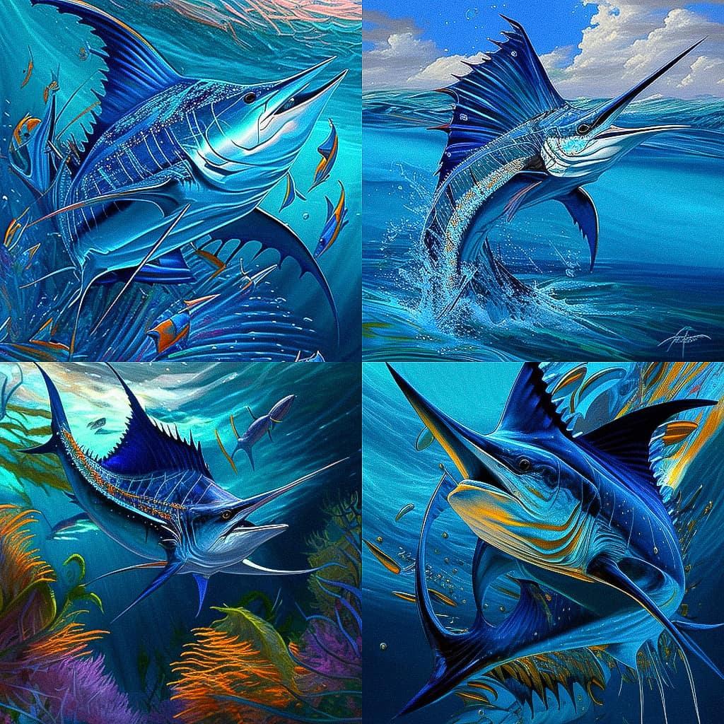 Guy Harvey style, Midjourney V4, render 1 of 4