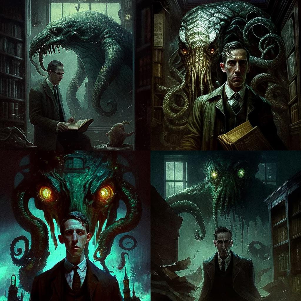 H. P. Lovecraft style, Midjourney V4, render 1 of 4