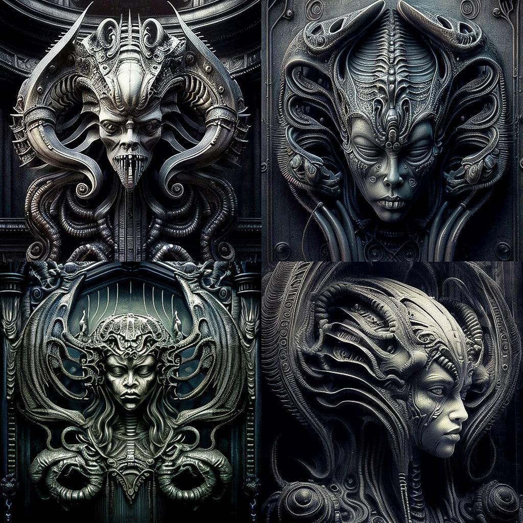 H. R. Giger style, Midjourney V4, render 1 of 4