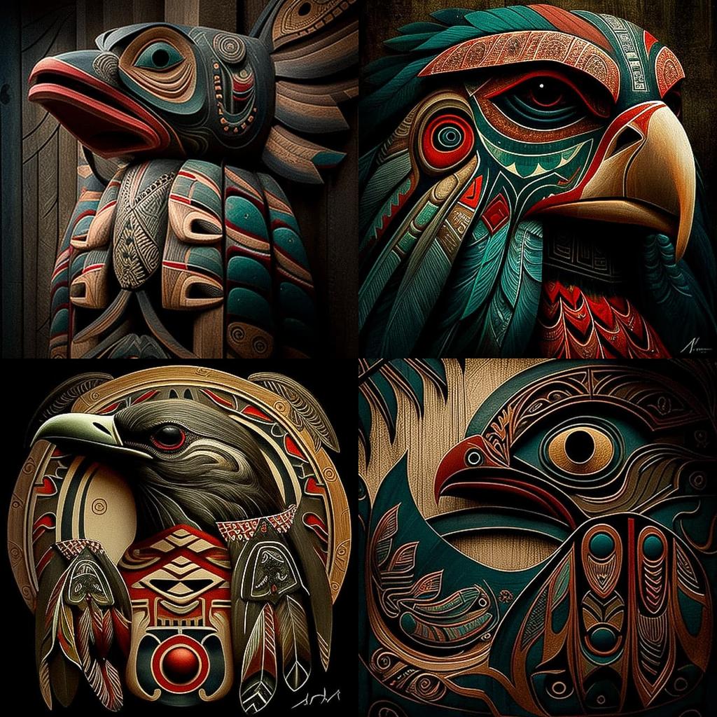 Haida art style, Midjourney V4, render 1 of 4