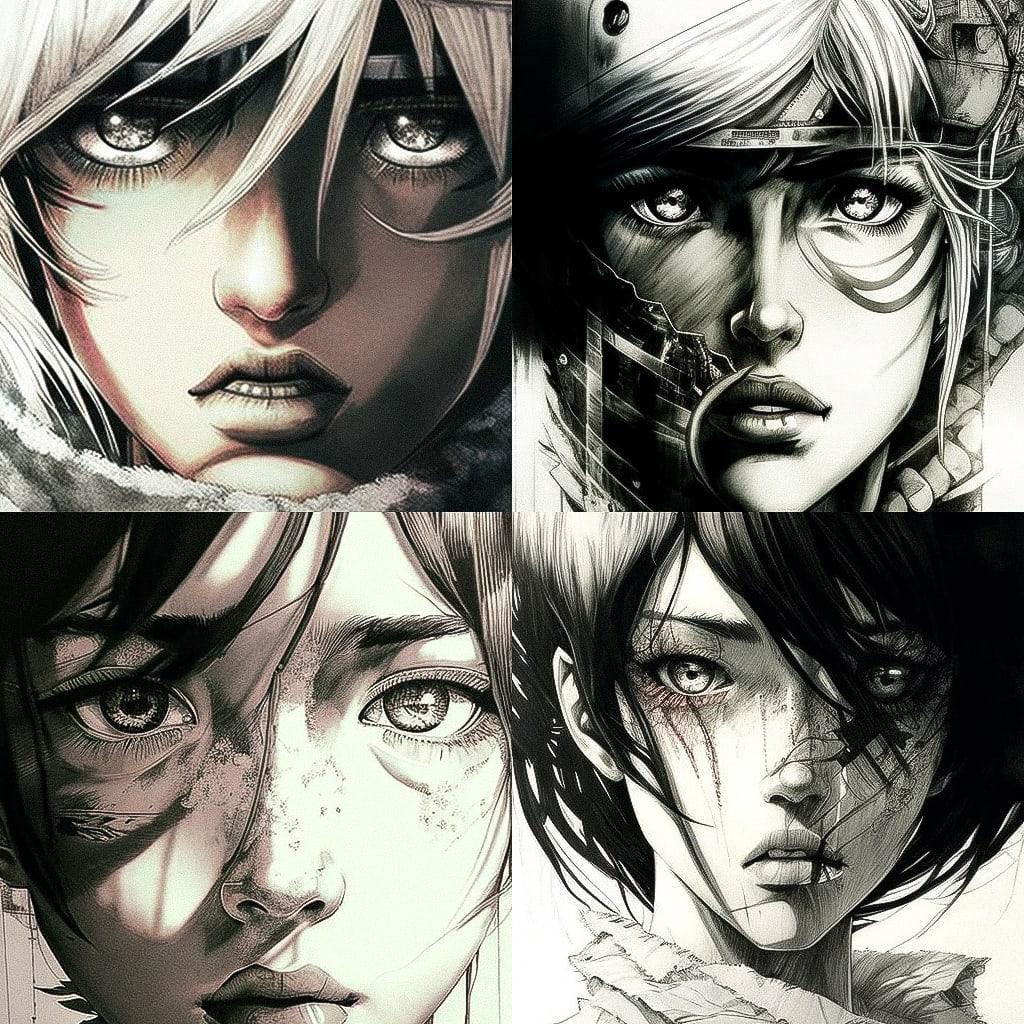 Hajime Isayama style, Midjourney V4, render 1 of 4