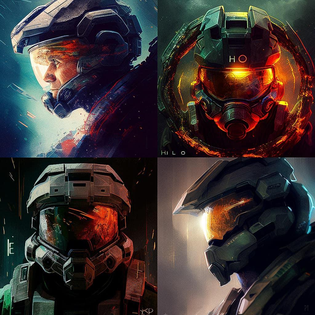 Halo style, Midjourney V4, render 1 of 4